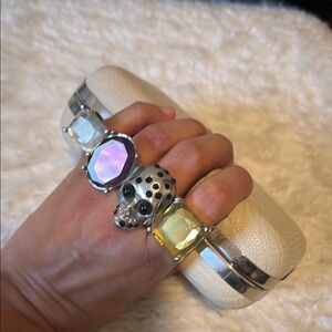 Elegant Cream Clutch with attached rings